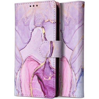 Tech-Protect Кожен Калъф с Джобове за Samsung A35, Tech-Protect Wallet Marble Book Case, Лилав (5906203691982)