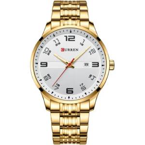 Curren Мъжки часовник Curren Anion, Неръждаема стомана, Златист / Бял (CURREN-8411-GOLD-WHITE) Часовници