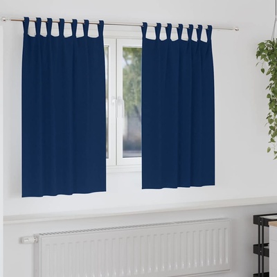 vidaXL Завеси за затъмняване с пръстени 2 pcs Тъмен син 140 x 140 cm (4107583)