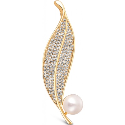 JwL Luxury Pearls perlová brošňa lístoček 2v1 JL0700