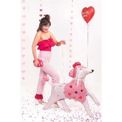 Party deco FB182 Fóliový balónek Růžový pudlík 119x108 cm