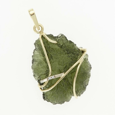 My Moldavite Přívěsek s vltavínem surový vltavín zlato Chlum nad Malší 5664