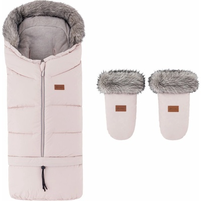 Petite&Mars Set zimní Arctic 4v1 + rukavice na kočárek Fjora Rose Petal