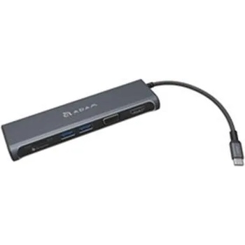 ADAM elements Casa Hub A03 - USB-C хъб с 2 USB изхода, HDMI порт, VGA порт и четец за карти памет за устройства с USB-C порт (сребрист)