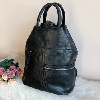 Image 1 of Черна кожена чанта/раница Италиански модел Е-7179