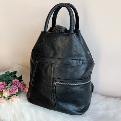 Черна кожена чанта/раница Италиански модел Е-7179