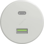 Reblig - ретро бяла керамична USB розетка A+C без рамка (RG0067)