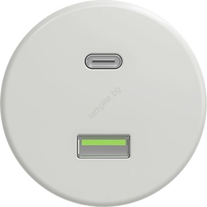 Reblig - ретро бяла керамична USB розетка A+C без рамка (RG0067)