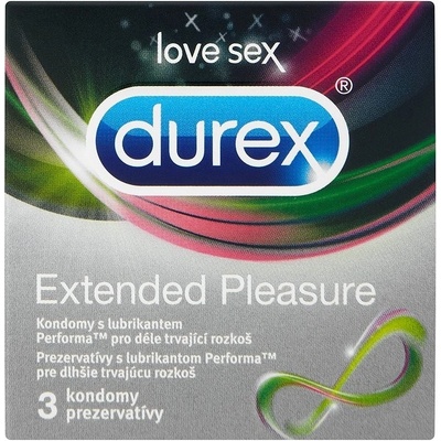Durex Extended Pleasure s lubrikantem Performa pro déletrvající rozkoš 3 ks