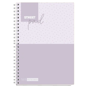 STREET Тетрадка Street Pad, А5, спирала, ламинат, 100л, широки редове , лилава (30661-А-DOTS)