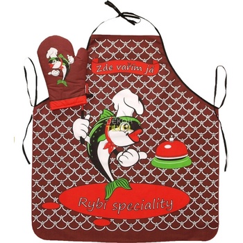 Forbyt Zástěra a chňapka Ryba set tmavě bordová
