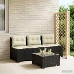 vidaXL Пейка за градина с Cushions във вид на ратан 3-местен ПП (8011976)