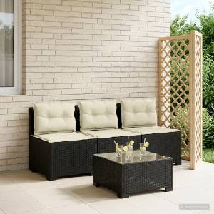 vidaXL Пейка за градина с Cushions във вид на ратан 3-местен ПП (8011976)