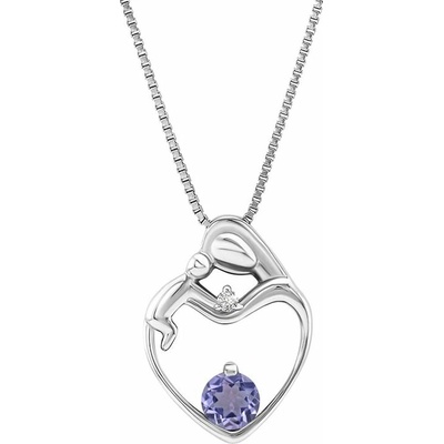 Eppi Stříbrný přívěsek matka a dítě s tanzanitem a diamantem Ella P35929