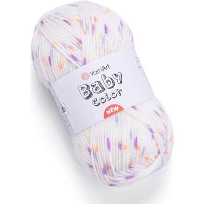 Yarn Art příze Baby Color 217 smetanová s fialovou, modrou a oranžovou