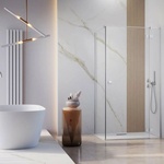 Radaway Правоъгълна душ кабина с люлееща се врата Radaway Essenza KDJ 110x80 см хром-прозрачна дясна (1385041-01-01R+1384051-01-01)