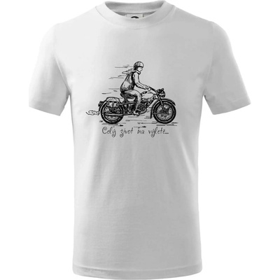 Celý život na výletě motorka tričko detské biela