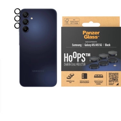 Panzer Стъклен протектор за камера PanzerGlass Hoops за Samsung Galaxy A15 / А15 5G - Черен
