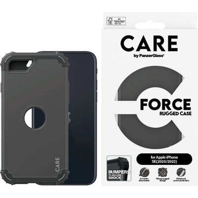 Panzer Гръб Care by PanzerGlass за iphone 7, 8, SE 2020, SE2022, Fashion, Black Rugged, Черен