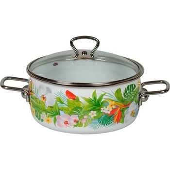 Image 1 of VITROSS 20 см емайлирана тенджера със стъклен капак VITROSS разцветка Tropicana (0129105)