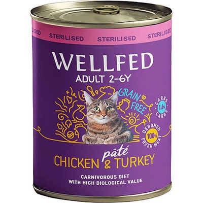 PETINTEREST Wellfed Adult Sterilised Chicken and Turkey Консерва за кастрирани котки с пилешко и пуешко 800gr