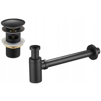 Mexen полусифон за мивка, кръгъл, с керамичен щепсел клик-клак, с преливник, черен античен - 7992050-79 (7992050-79)
