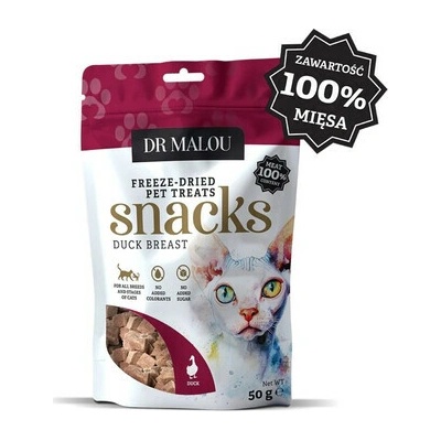 Dr. Malou maškrty pre mačky 100 % mrazom sušené kačacie prsia 50 g