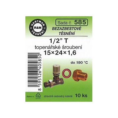 HARTMAN těsnění bezazbestové 1/2" T 15*24 topenářské šroubení, sada č. 585