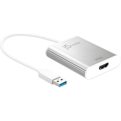 Адаптер j5create JUA354, от USB-A(м) към HDMI(ж), бял, 4K@30Hz (JUA354)