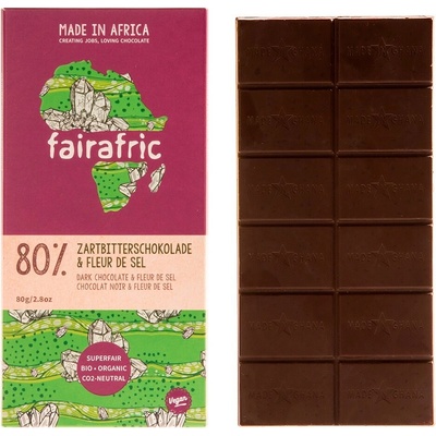 Fairafric Bio horká čokoláda 80% s Fleur de Sel, Ghana 80 g