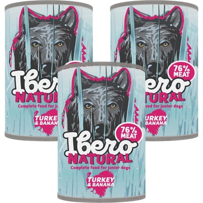 Ibero Complete Low Grain Junior Turkey & Banana 3 x 400 g