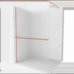 Mexen Kioto+ стена за душ с рафт Walk-in 80 x 200 см, матирано, четкана мед - 800-080-121-65-30 (800-080-121-65-30)
