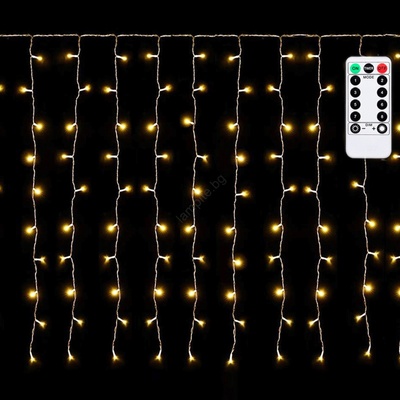 Aigostar - външна LED коледна гирлянда 300xLED/6W/230V/8 функции 3x1m IP44 топло бяло+дистанционно управление (AI2203)