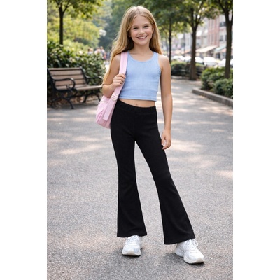 Fashionkids Dievčenské rebrované legíny Púdrová