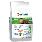 ONTARIO Adult Castrate Chicken cat food - суха храна за КАСТРИРАНИ котки над 1 година с пилешко месо 0, 4 кг, Чехия 213-0054