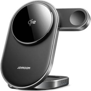 JOYROOM Apple Watch Series 11 42mm JOYROOM JR-W17 Настолна зарядна стойка 3в1 15W, зарядно за Apple Watch, ЧЕРНА (JR-W17)