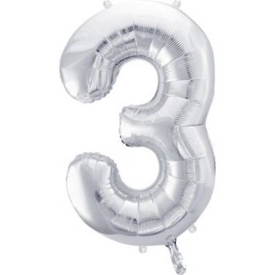 vybavsenaparty Fóliová číslice stříbrná '3' 86 cm