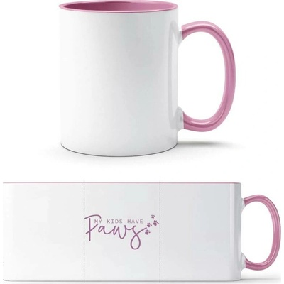 PrintEQ TTH Dvoubarevný Hrnek Design Moje děti mají tlapky Bílá Anitcká Růžová Standard Dárky 250 ml