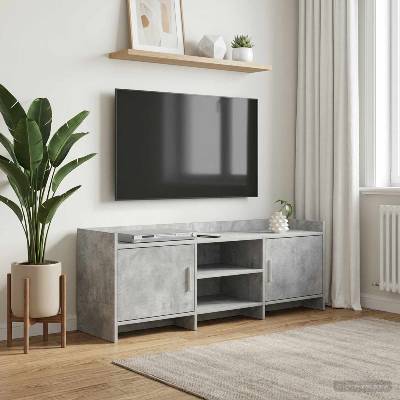 vidaXL ТВ шкаф 130 x 33 x 47 см Бетонно сиво Инженерна дървесина (8011174)