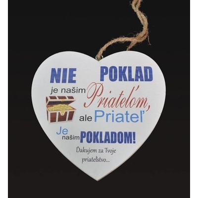 Tabuľka drevená srdce 20cm Priateľ poklad
