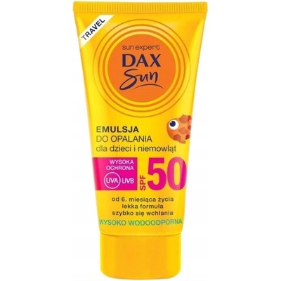 Dax Sun, opaľovacia emulzia pre deti a bábätká SPF50 Travel 50 ml