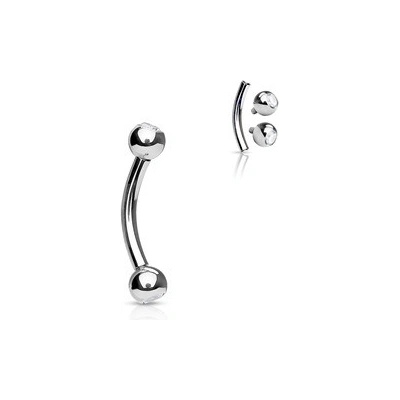 Šperky4U piercing banánek vnitřní závit zirkon titan TIT1011-16084