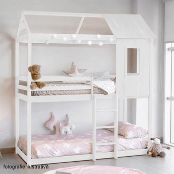 Двуетажно легло Montessori Atrisa loz 90 масив бяло