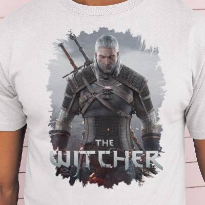 Tričko s potlačou The Witcher biela
