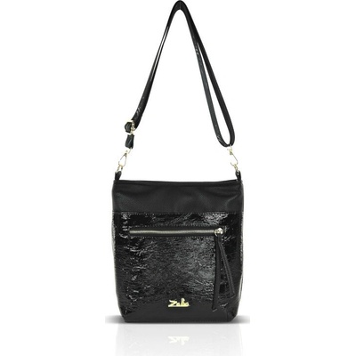 Zellia dámska kabelka Zlb429 čierna lakovaná koža crossbody 28 x 25 x 8 5 cm