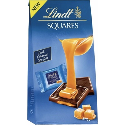 Lindt Squares hořká s karamelovou náplní a mořskou jedlou solí 144 g