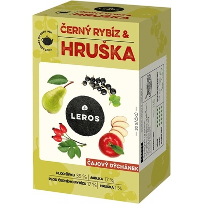 Leros Bylinný čaj Čajový dýchánek černý rybíz a hruška 20 x 2,5 g