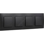 Legrand - Четириклавишен еднополюсен ключ № 1 с рамка NILOE, черна (LR0006E)