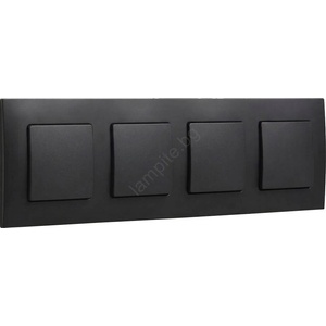 Legrand - Четириклавишен еднополюсен ключ № 1 с рамка NILOE, черна (LR0006E)