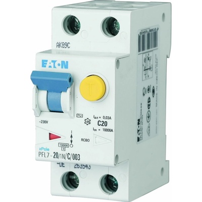 Eaton PFL7-20/1N/B/003 263540 PFL7-20/1N/B/003 2P 1P+N , 20A, 30mA, B, 10kA, typ: AC